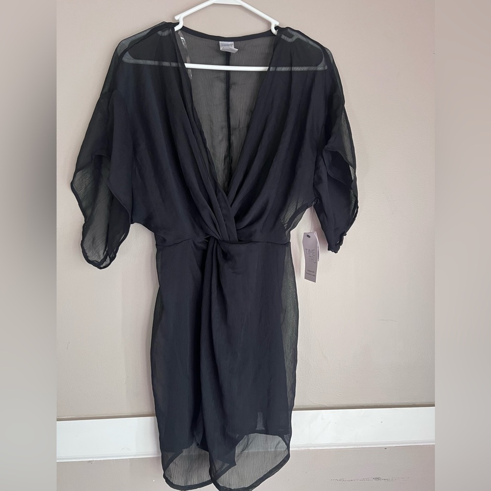 Time and Tru Black Sheer Top